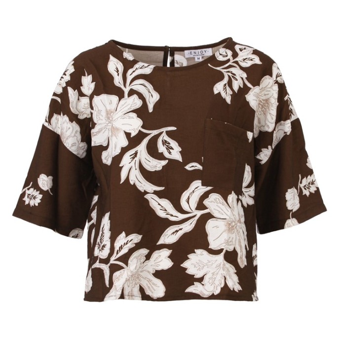 Enjoy Blouse 503102 dbruin zand print